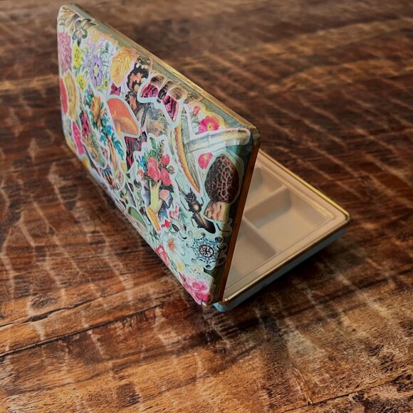 Vintage Travel Jewelry Case With Decoupaged Floral & Botanical Top - Picture 3 of 10